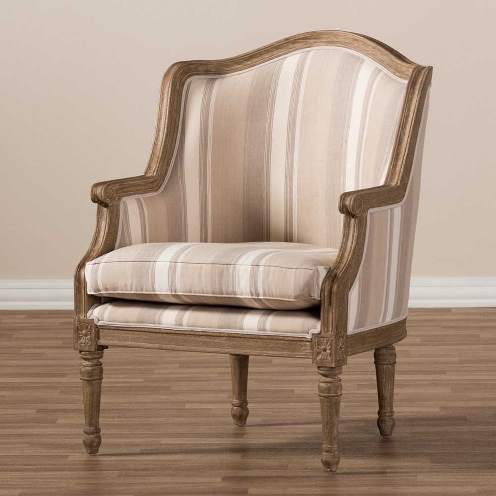 Baxton Studio Charlemagne Traditional French Accent Chair-Oak (Brown